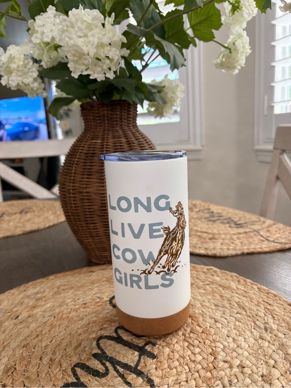 DEMDACO Long Live Cowgirls White Insulated Tumbler with Cork Base